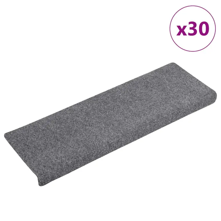 vidaXL Alfombrilla autoadhesiva escalera 30 uds gris claro 65x21x4 cm - 1