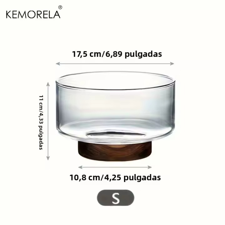 Bol De Frutas De Vidrio Creativo Con Base De Madera Para Ensalada Snacks Popcorn Nueces Contenedor De Almacenamiento Para Hogar Navidad - 1