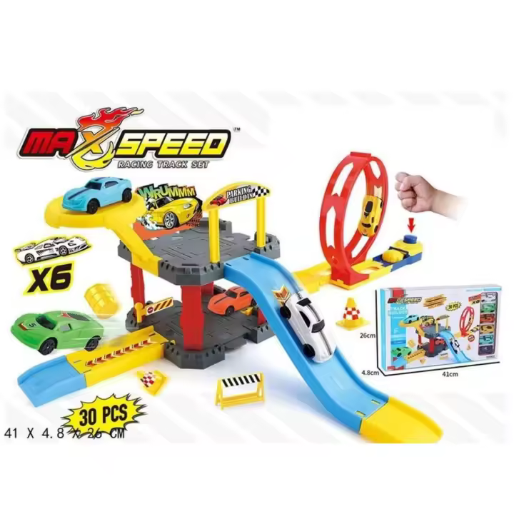 Pista cambiable genuina con luz LED, juego de pista de carreras de coches, pista ensamblada de ferrocarril Flexible, regalo de cumpleaños para niños, juguete - 1