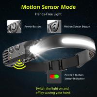 Linterna Frontal Recargable USB Impermeable Para Camping Y Pesca Lámpara De Trabajo Con Batería Integrada COB+LED Inducción - details 1