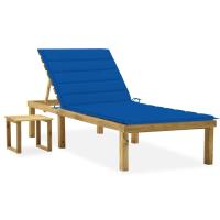 vidaXL Tumbona de jardín con mesa y cojín de madera de pino impregnada en color Verde/Estampado cuadros rojos/Verde brillante y más | acolchados duraderos para sofás de jardín terraza exterior - details 12