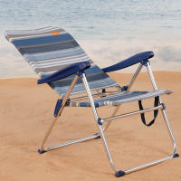 Aktive - Silla de playa plegable, diseño azul y gris a rayas, 47x62x95 cm, peso máximo 100 kg, respaldo reclinable 5 posiciones, sin tubo delantero, topes antivuelco, aluminio y textileno, fácil transporte con asa, sillas playa multiposición - details 2