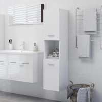 vidaXL Armario de baño madera contrachapada 30x30x130 cm en color Blanco/Marrón roble/Negro y más | almacenamiento funcional diseño moderno para baño dormitorio sala - details 4