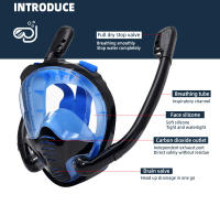 Máscara De Snorkel Con Visión Panorámica De 180° Antiniebla Y Antirreventón De Silicona Top Seco Diversión Subacuática Y Natación Con 2 Snorkels - details 4
