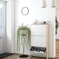 Meimon Zapatero 3 puertas abatibles con capacidad para 18 pares de zapatos, estructura en tablero de partículas melaminizado TIPO E1, cantos melamínicos, puertas de ABS de alta resistencia y tiradores de aluminio, incluye fijación a la pared. - details 2