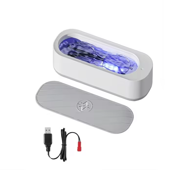 Máquina de limpieza ultrasónica, máquina de limpieza ultrasónica de joyas, limpiador portátil de gafas pequeñas para gafas, relojes, aretes, anillos, collares, monedas, maquinillas de afeitar (recargable) - 1