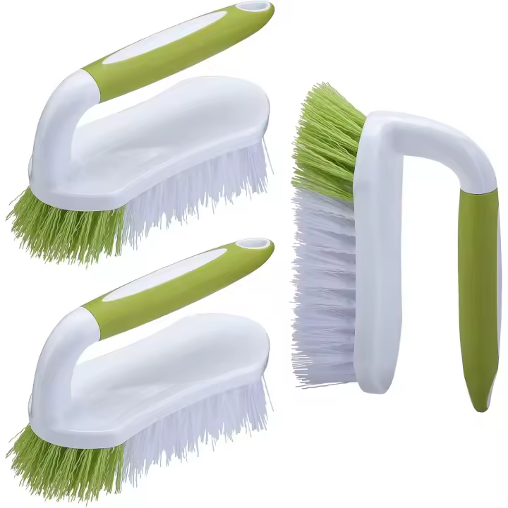 Scrub Brush, Heavy Duty Scrubbing Brushes with Comfortable Grip for Shower, Bathroom, Sink, Kitchen, Bathtub, Floor Cleaning, 3 Pcs - 1