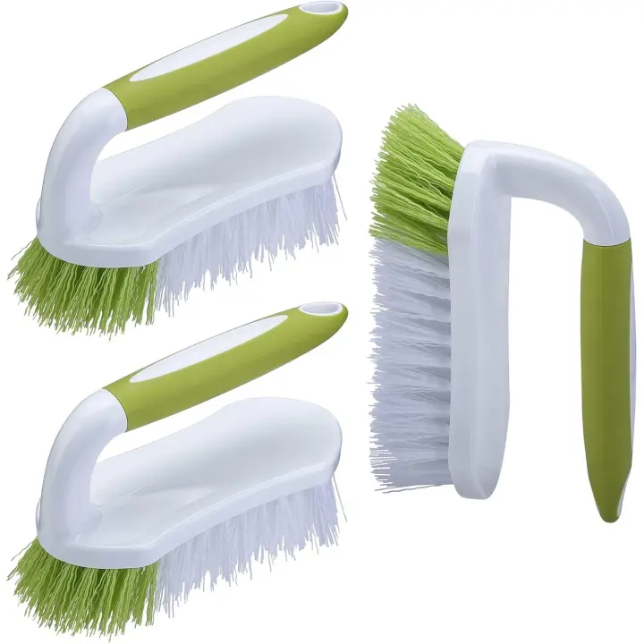 Scrub Brush, Heavy Duty Scrubbing Brushes with Comfortable Grip for Shower, Bathroom, Sink, Kitchen, Bathtub, Floor Cleaning, 3 Pcs - 1