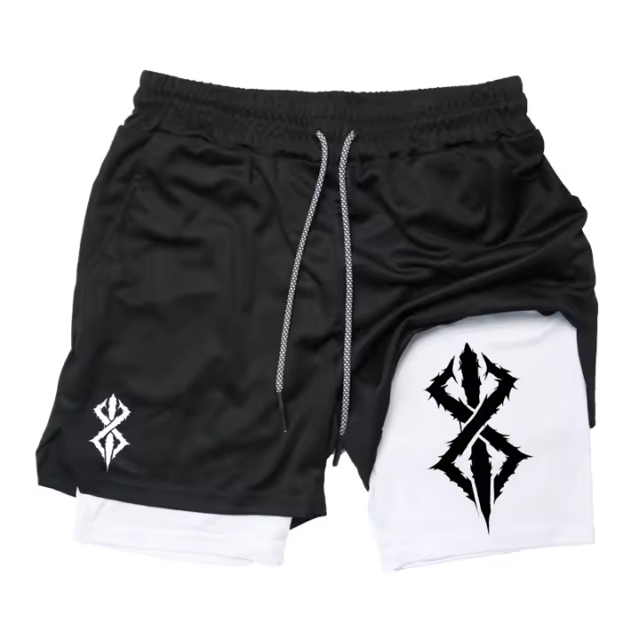 Shorts De Verano Para Hombres 2 En 1 Deportivos De Gimnasio Running Con Bolsillo Para Teléfono Impresión Quick Dry Transpirable - 1