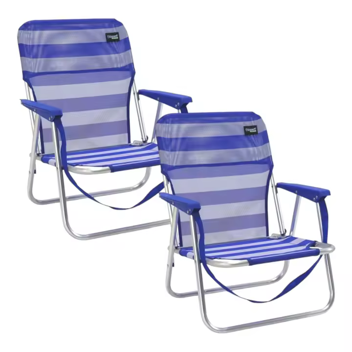 TIENDA EURASIA - Pack 2 Silla de Playa Plegable, Ligeras, Asas de Transporte, Estructura Aluminio y Textileno, 54x54x25/63 cm, Máx 90kg - 1