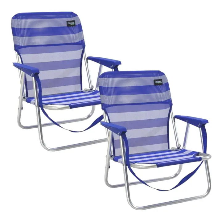 TIENDA EURASIA - Pack 2 Silla de Playa Plegable, Ligeras, Asas de Transporte, Estructura Aluminio y Textileno, 54x54x25/63 cm, Máx 90kg - 1