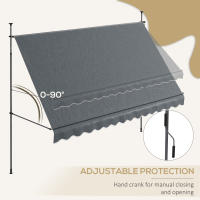 Outsunny Toldo Manual Retráctil 3,5x1,2 m Toldo Exterior Terraza Enrollable Altura Ajustable con Manivela 210-300 cm Sin Taladro Protección UV30+ para Balcón Jardín - details 4