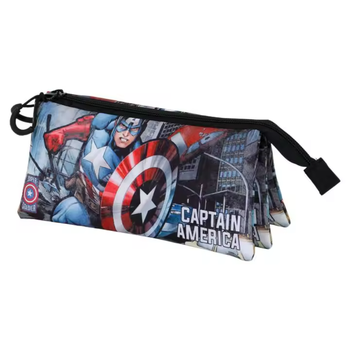 Estuche Portatodo Triple Fan Karactermania Marvel Capitán América 23x11x7cm - 1