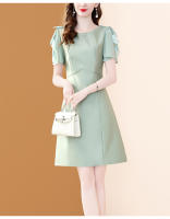 Vestido EVNISI Slim Oficina A-line Verano Mujer Elegante Verde Manga Corta Cuello O Casual Bodycon Fiesta Vestido Fairy - details 9
