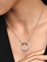 Pandora - Collar Pandora Signature with logo bicolor y pavé - Plata de Lei, Baño de Oro Rosa de 14 K - details 2