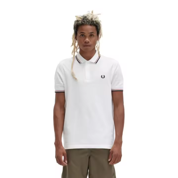 POLO FRED PERRY BLANCO T60 TWIN TIPPED SHIRT - 1