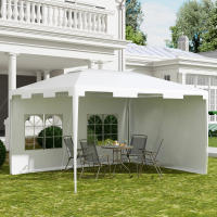 Outsunny Carpa de Jardín 4x3 m Cenador Desmontable Exterior Gazebo con 2 Paneles Laterales 2 Ventanas y Marco de Acero Anti-UV Impermeable para Terraza Patio Blanco - details 1