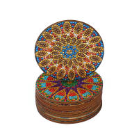 8PCS Set Pintura De Diamantes DIY Mandala Con Soporte Para Tazas Tapete De Mesa Redondo De Tela Para Decoración Europea - details 5
