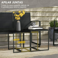Outsunny Conjunto de Muebles de Jardín de Ratán Sintético Juego de Sofás Exterior de 5 Piezas con 2 Sofás Individuales 1 Sofá Doble y 2 Mesas de Centro para Patio Terraza Negro - details 3