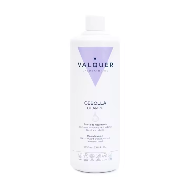Champu de cebolla Valquer,  antioxidante y estimulante capilar, sin olor a cebolla, 1000 mililitros. Para todo tipo de cabellos. - 1