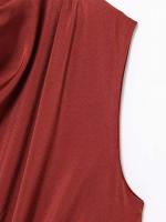 Vestidos Midi Elegantes De Verano Para Mujer 2025 Estilo Vintage De Satén Sólido Con Pliegues Y Salidas Hollow out Vestimenta Urbanita - details 4