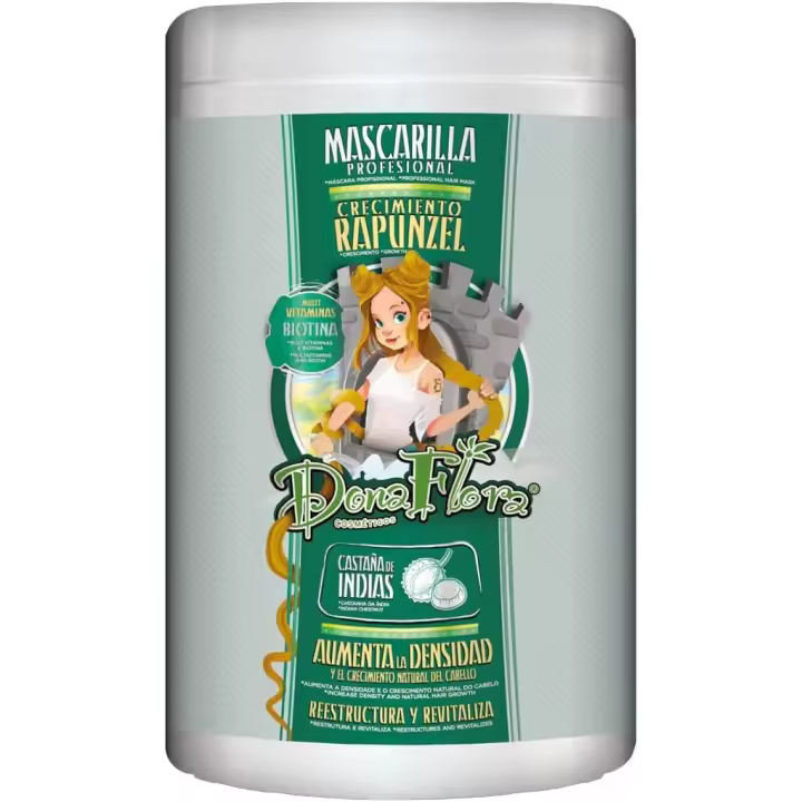 Mascarilla de Crecimiento Capilar Rapunzel con Biotina Dona Flora – Fortalece, Nutre y Aporta Volumen – Sin Sulfatos ni Parabenos – Brillo Natural y Cabello Saludable – 1 kg - 1