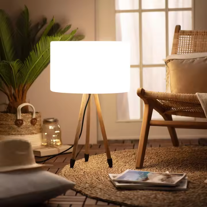 Ledkia Lámpara de Mesa Exterior Madera Makaik Blanco - 1