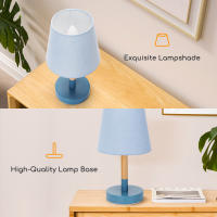 Aigostar – Lámpara de Mesa, Lámpara de Mesita de Noche Pequeña de Madera Moderna, lámpara de Noche con Tulipa de Tela Gris y Base de Metal, Portalámparas E14, Ecológica, Decorativa y Vintage - details 4