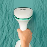Plancha de vapor vertical Jocca con mango ergonómico para eliminar arrugas, desinfectar y desodorizar la ropa. 1500W de potencia, sistema anti goteo, calienta en 45 segundos, capacidad de 280 ml, pesa solo 1kg y viene con accesorios - details 0