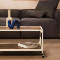 ORION91 MESA DE CENTRO EN ACERO Y MDF CON RUEDAS 80x55x45cm Color Blanco - SpazioLuzio - details 2