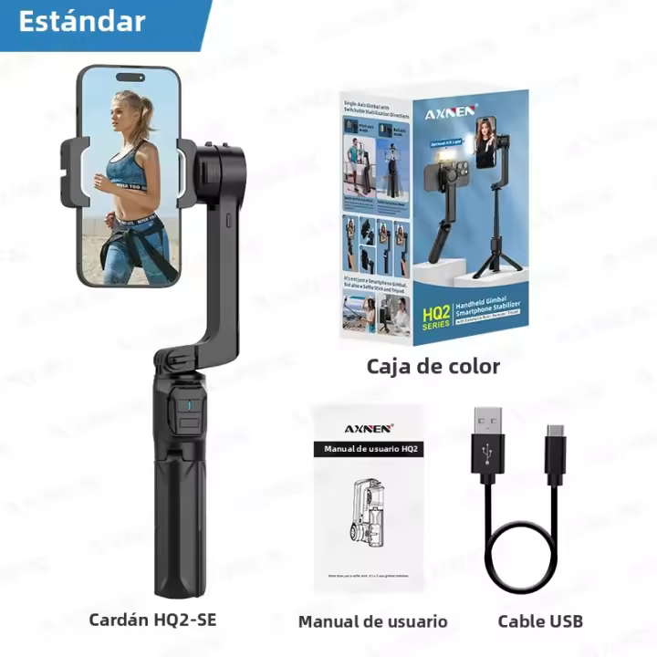 AXNEN HQ2-SE Estabilizador De Móvil Para Cámara De Acción Gopro Compatible Con Android Y iPhone Estabilizador Manuál De Video Vlog - 1