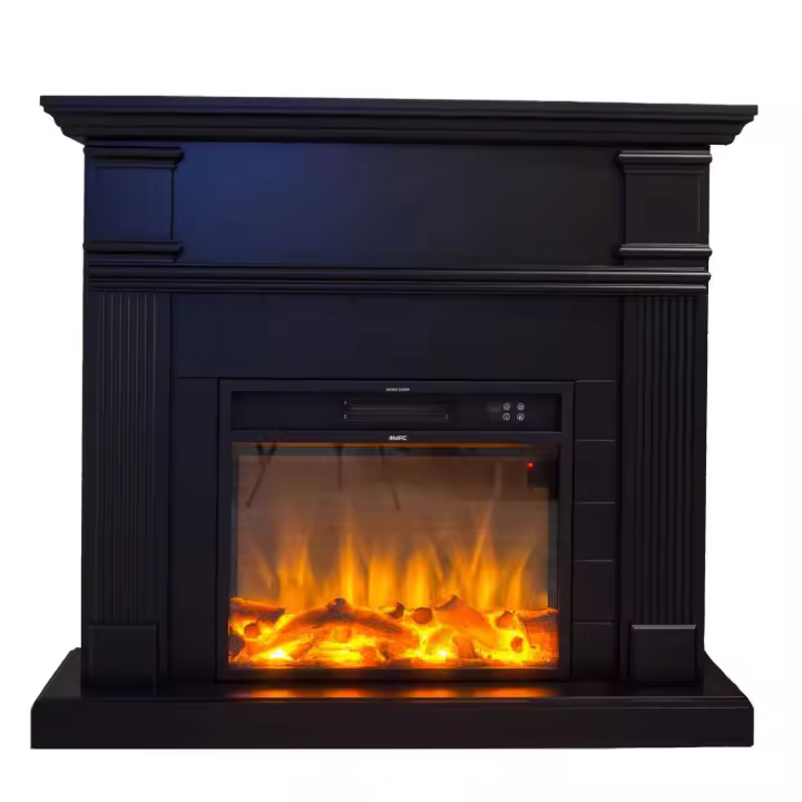 Chimenea Mpc Caldera Chimenea De Pie With Marco y Quemador Electrico De 1500W Negro Send to Distancia Includo Only Efecto De Llama Posible Adecuado Para El Hogar o El Oficin - 1