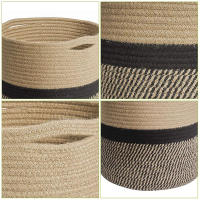 Cesta De Algodón Tejida a Mano Para Ropa Y Juguetes De Niños Bolsa De Almacenamiento Plegable Decorativa Para El Hogar Soporte Para Macetas - details 5