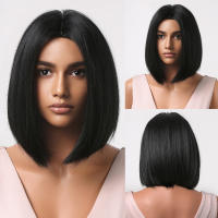 Pelucas Sintéticas Cortas Y Rectas Para Mujeres De Color Rubio a Marrón Ombre Con Flequillo Peluca Bob Resistente Al Calor Para Cosplay Diario Y Fiestas Falso Cabello Tamaño Promedio - details 9