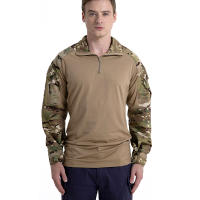 Camisa Táctica De Camuflaje Para Hombres Con Cuello En V De 1/4 De Zapata Manga Larga Uniforme De Combate Airsoft Transpirable Ligera De Secado Rápido Material Coton-Poliéster - details 2