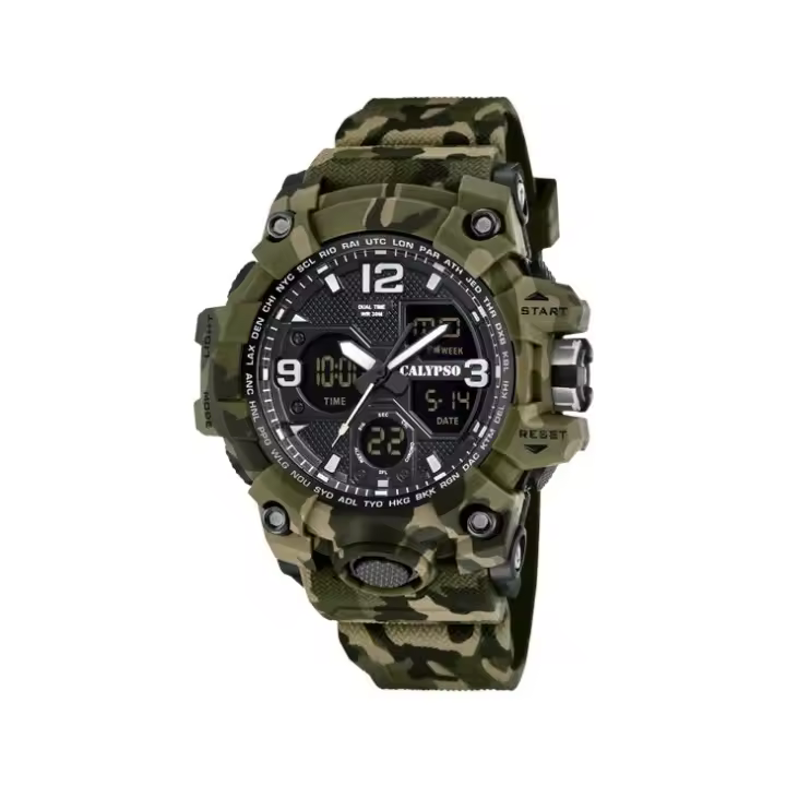 RELOJ CALYPSO K5855/3 X-TREM PARA HOMBRE DE CAMUFLAJE ESTILO MILITAR VERDE - 1