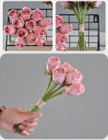 Bouquet De Rosas Rosa De 24CM Decoración Para El Hogar Propiedades Fotográficas Guía De Carretera Para Boda Flores Artificiales - details 6