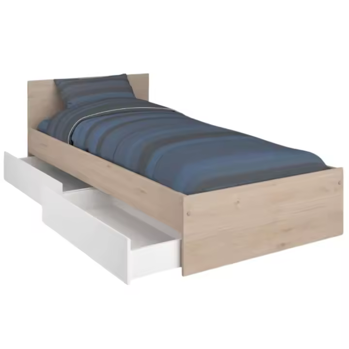 Miroytengo Cama Juvenil Child en color Roble Jackson con 2 cajones 90x190 cm - 1