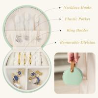 Mini joyero organizador, joyero de viaje para mujer, pequeño estuche de cuero sintético con cremallera, caja de regalo portátil. - details 2