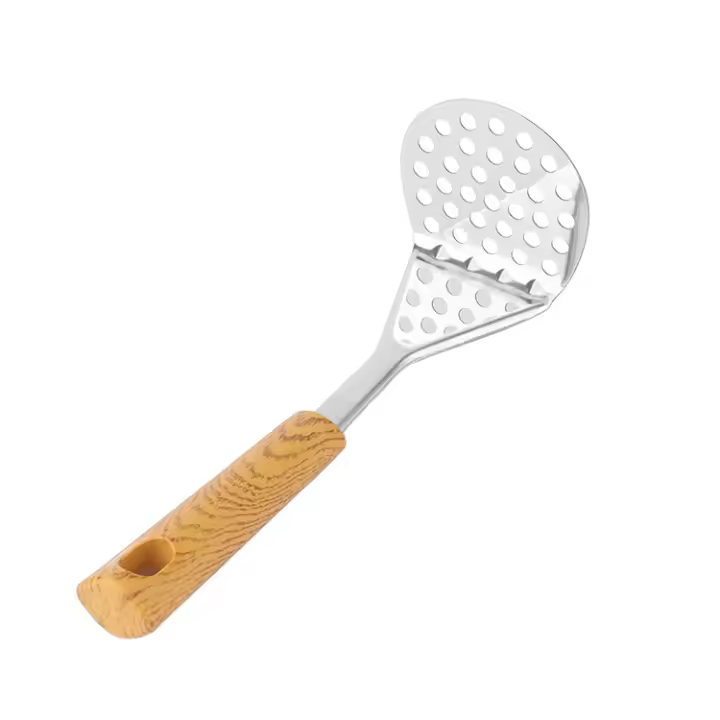 Juego de llaves de cocina de Maple inoxidable de 6 piezas-Cucharón de SOPA, Turner, Skimmer, Potato Mascher (Multi-Size) - 1