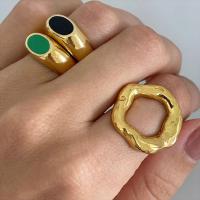Anillo De Dedo Cuadrado Con Textura De Flor Geométrica Y Círculo Irregular En Oro Plateado 18K Para Mujer Joyería De Moda - details 3