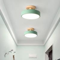 Lámpara De Techo Industrial Nórdica Para Entrada Sala De Estar Comedor Dormitorio Estudio Baño Luz Redonda De Madera Moderna - details 17