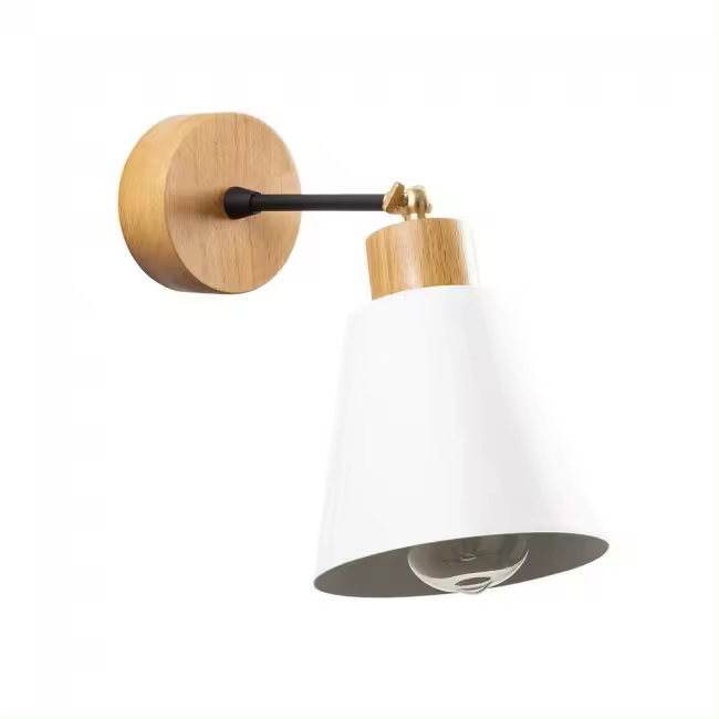 WONDERLAMP Wonderlamp Aplique de Pared Esber con Pantalla Orientable blanco y madera 1xE27 - 1
