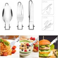 Set De Utensilios De Camping Plegables De 3 Piezas En Acero Inoxidable Con Bolsa De Transporte Ideal Para Picnics Senderismo Y Camping - details 2