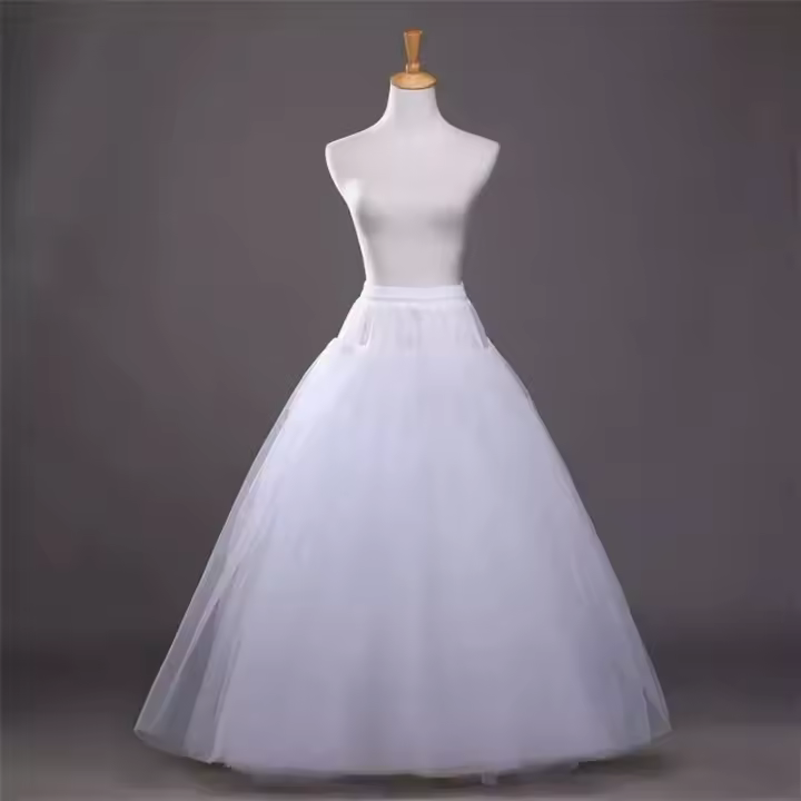Vestido De Tulle Blanco Estilo A-line Sin Anillo Accesorios De Boda Sombra Crinolina Lolita Falda Puff De Poliéster Para Adultos - 1