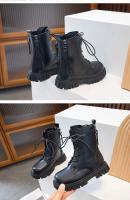 Botas De Moda Para Niñas Negras Cálidas Botas De Motocicleta Otoño Invierno Infantiles De Tornillo Doble Antideslizante Botas De Goma Para Niños - details 6