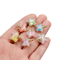 10Pcs Bolas De Sándwich Luminoso 17x19mm Estrella De Cinco Puntos Encantos Colgantes Para Collar Y Aretes Hechos De Vidrio Para Creación De Joyería DIY - details 2