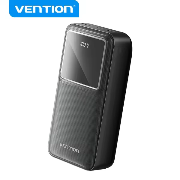 Vention powerbank de energia - 30000mah - carga rapida 22.5w - usb-c/usb-a - pantalla led - color negro - 1