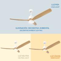Ventilador de Techo LED con Mando y Temporizador, Motor Silencioso DC, Luz Regulable CCT, Estilo Blanco/Madera, 132 cm, IP20, Ideal para Salón o Dormitorio OstarkDom-LEDUNI - details 4