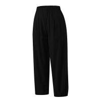 Pantalones Anchos De Algodón Para Mujer En Color Sólido Con Cintura Elástica Y Bolsillos Estilo Casual Vintage Streetwear - details 8